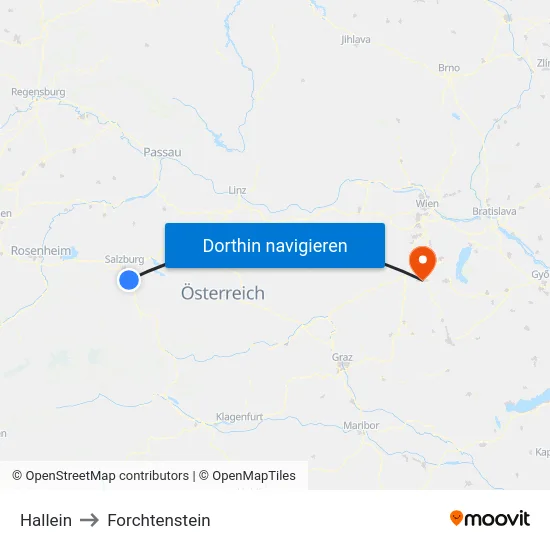 Hallein to Forchtenstein map