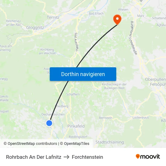 Rohrbach An Der Lafnitz to Forchtenstein map