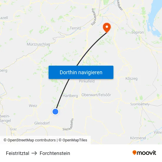 Feistritztal to Forchtenstein map