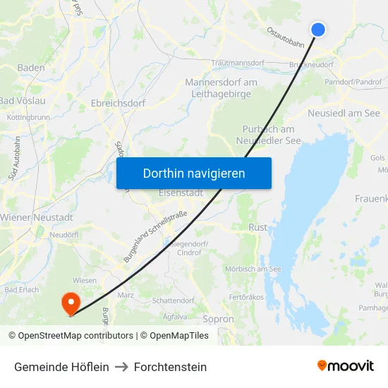 Gemeinde Höflein to Forchtenstein map