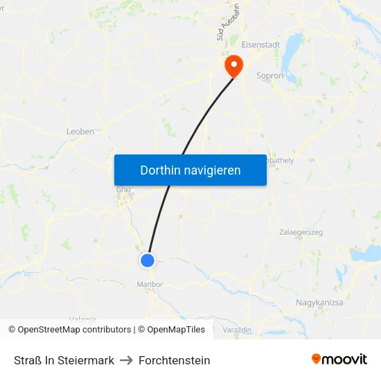 Straß In Steiermark to Forchtenstein map