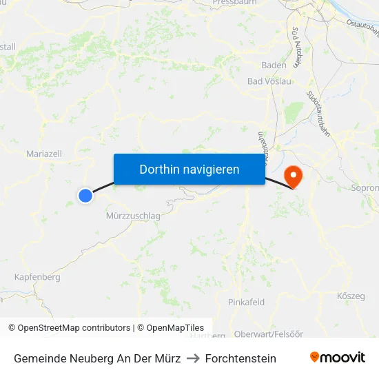 Gemeinde Neuberg An Der Mürz to Forchtenstein map