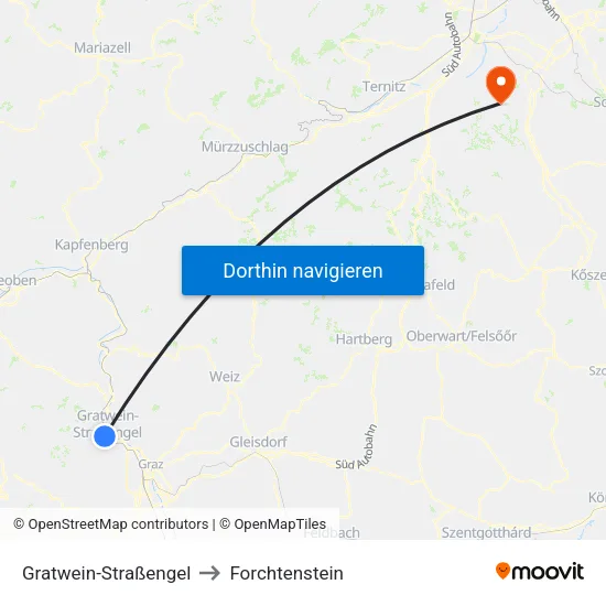 Gratwein-Straßengel to Forchtenstein map