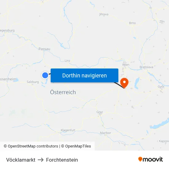 Vöcklamarkt to Forchtenstein map