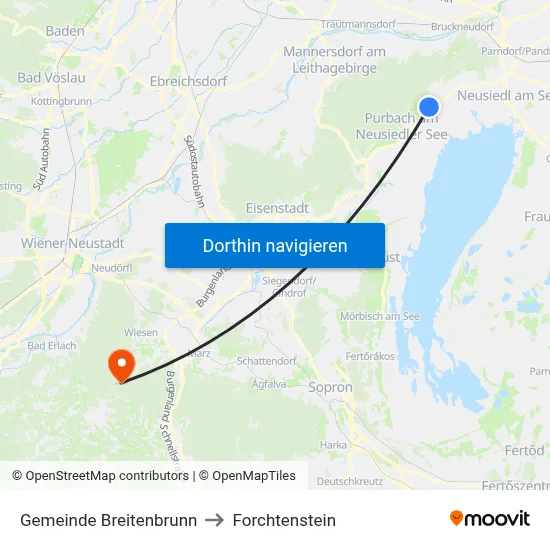 Gemeinde Breitenbrunn to Forchtenstein map