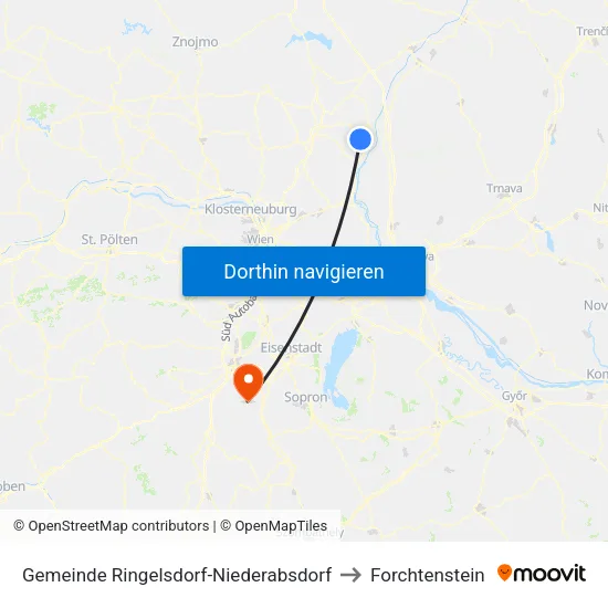 Gemeinde Ringelsdorf-Niederabsdorf to Forchtenstein map