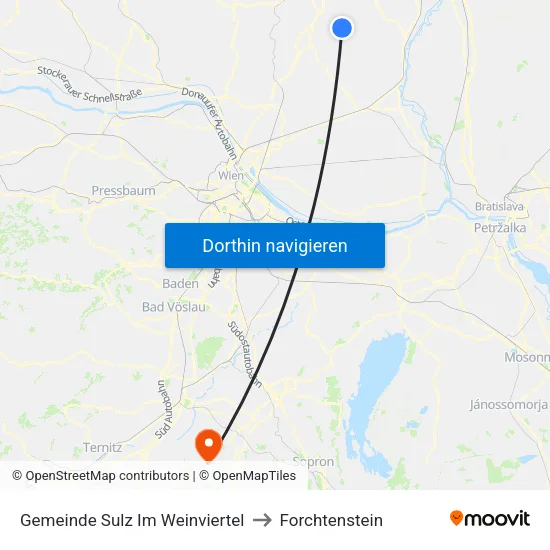 Gemeinde Sulz Im Weinviertel to Forchtenstein map