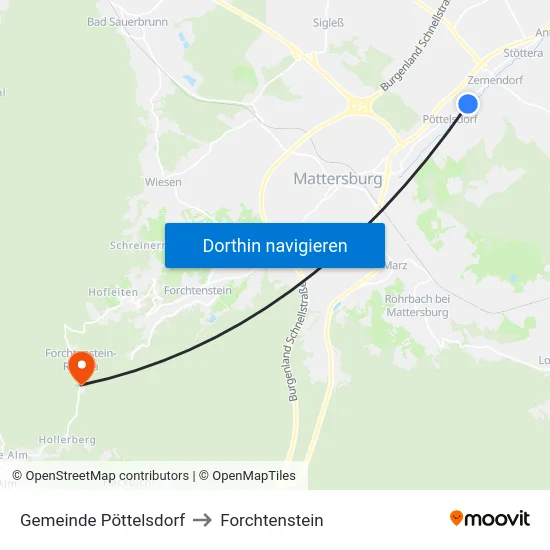 Gemeinde Pöttelsdorf to Forchtenstein map