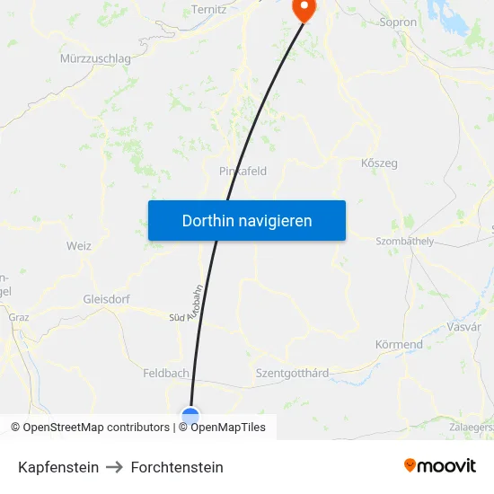 Kapfenstein to Forchtenstein map