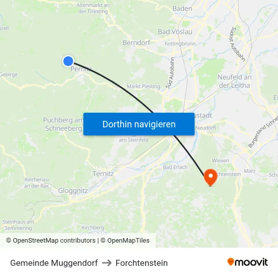 Gemeinde Muggendorf to Forchtenstein map