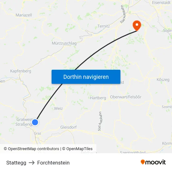 Stattegg to Forchtenstein map
