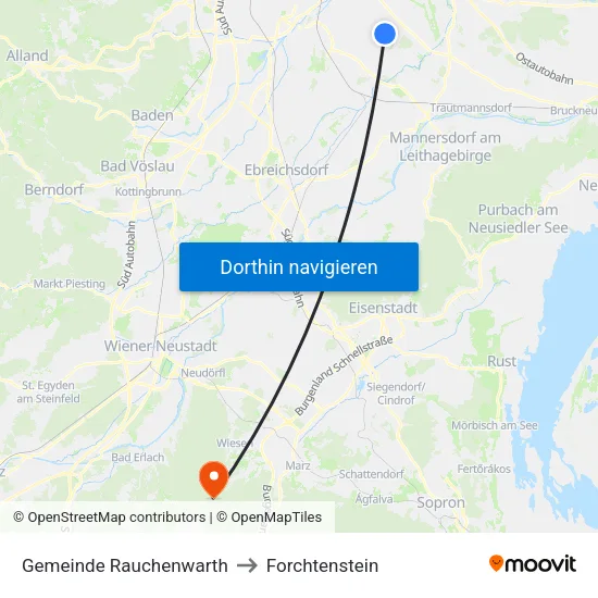 Gemeinde Rauchenwarth to Forchtenstein map