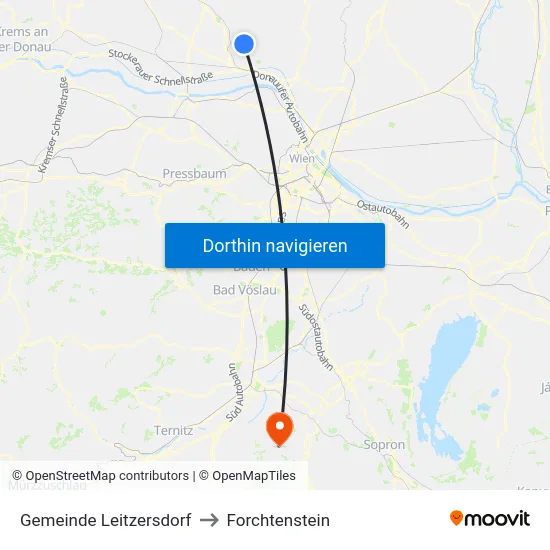 Gemeinde Leitzersdorf to Forchtenstein map