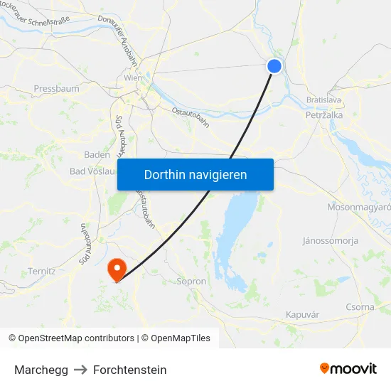 Marchegg to Forchtenstein map