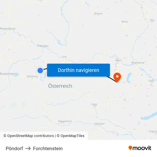 Pöndorf to Forchtenstein map