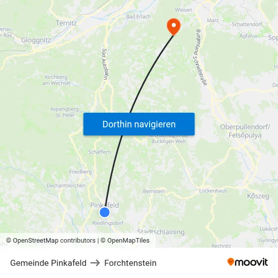 Gemeinde Pinkafeld to Forchtenstein map