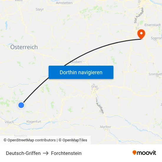 Deutsch-Griffen to Forchtenstein map