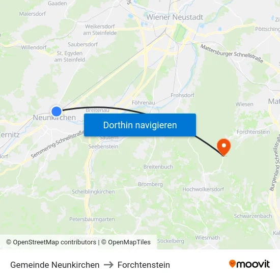 Gemeinde Neunkirchen to Forchtenstein map
