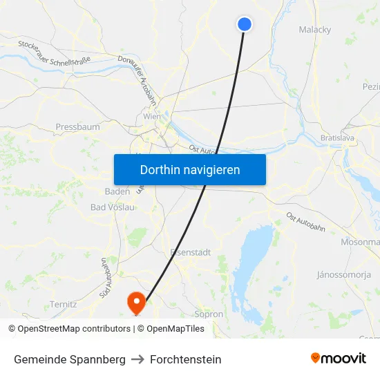 Gemeinde Spannberg to Forchtenstein map