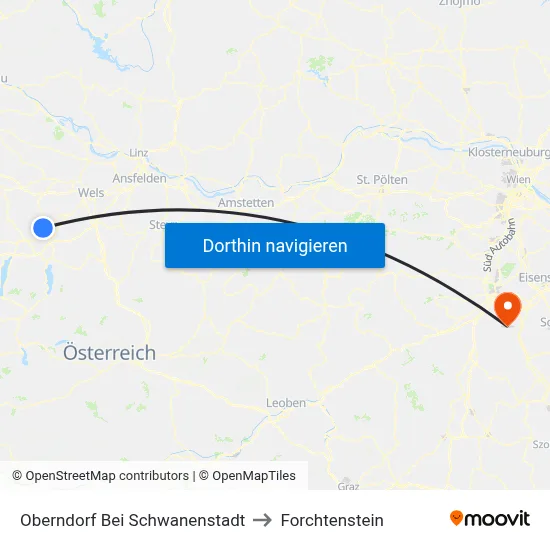 Oberndorf Bei Schwanenstadt to Forchtenstein map