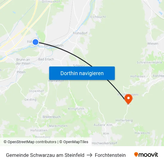 Gemeinde Schwarzau am Steinfeld to Forchtenstein map