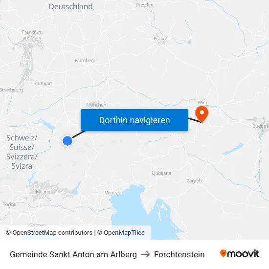 Gemeinde Sankt Anton am Arlberg to Forchtenstein map