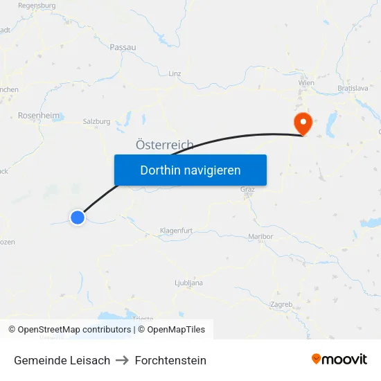 Gemeinde Leisach to Forchtenstein map