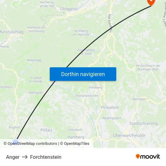 Anger to Forchtenstein map
