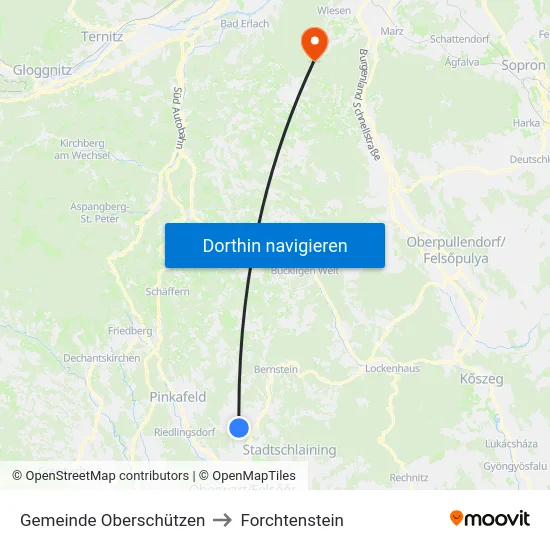Gemeinde Oberschützen to Forchtenstein map