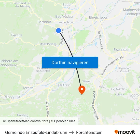 Gemeinde Enzesfeld-Lindabrunn to Forchtenstein map