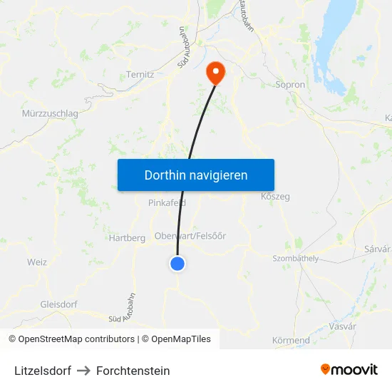 Litzelsdorf to Forchtenstein map