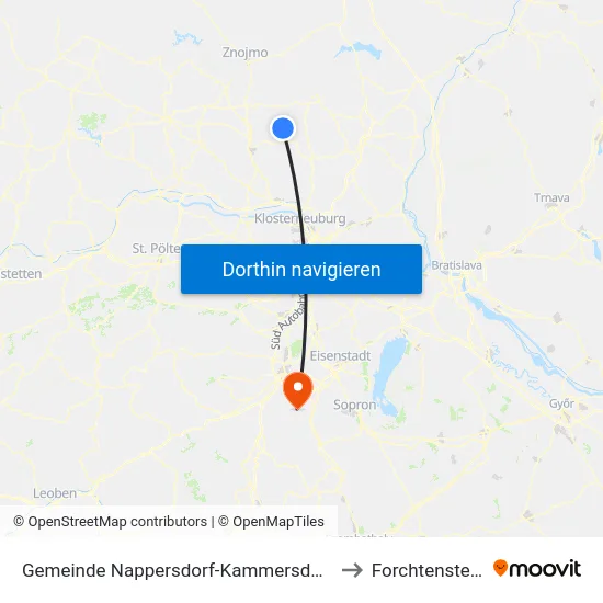 Gemeinde Nappersdorf-Kammersdorf to Forchtenstein map