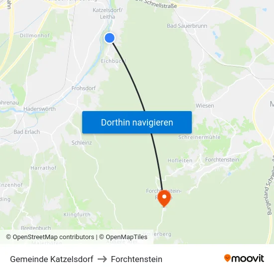 Gemeinde Katzelsdorf to Forchtenstein map
