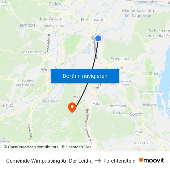 Gemeinde Wimpassing An Der Leitha to Forchtenstein map