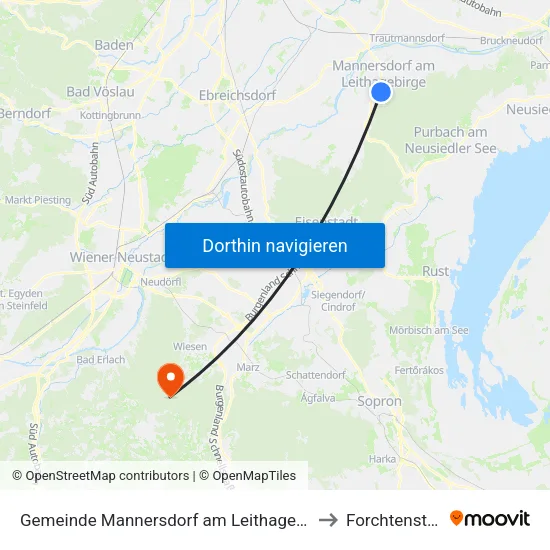 Gemeinde Mannersdorf am Leithagebirge to Forchtenstein map