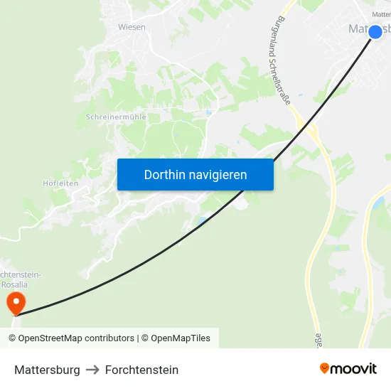 Mattersburg to Forchtenstein map
