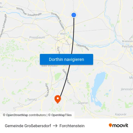 Gemeinde Großebersdorf to Forchtenstein map