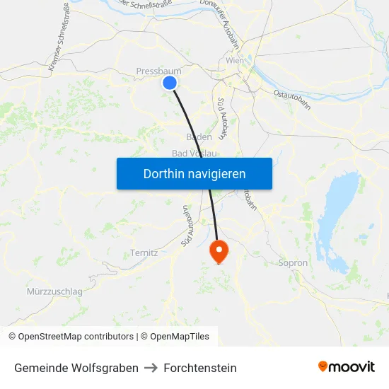 Gemeinde Wolfsgraben to Forchtenstein map