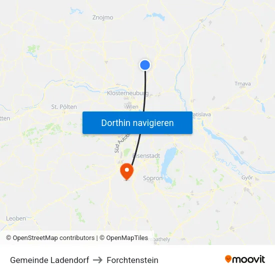 Gemeinde Ladendorf to Forchtenstein map