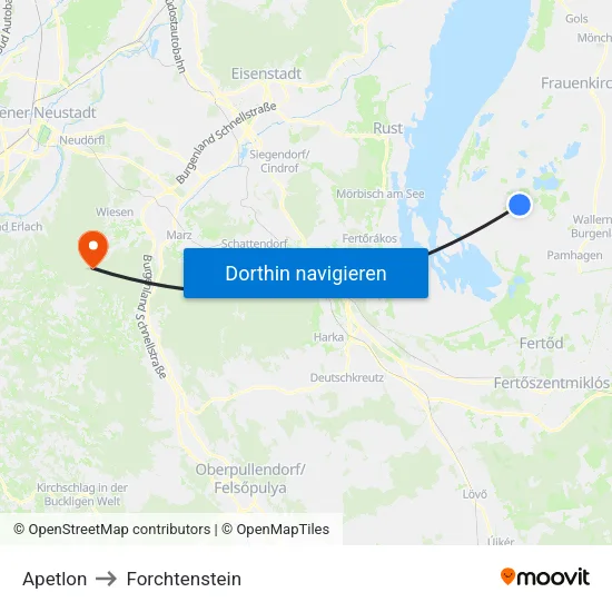 Apetlon to Forchtenstein map