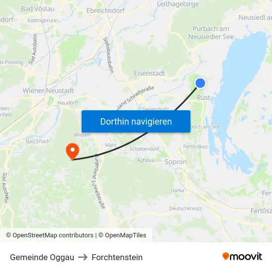 Gemeinde Oggau to Forchtenstein map