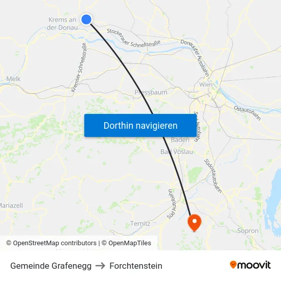 Gemeinde Grafenegg to Forchtenstein map