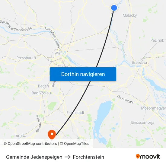 Gemeinde Jedenspeigen to Forchtenstein map