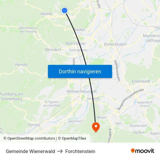 Gemeinde Wienerwald to Forchtenstein map