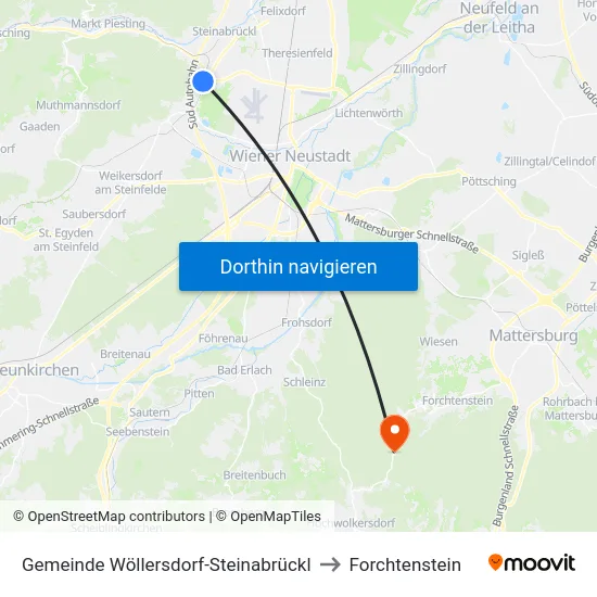 Gemeinde Wöllersdorf-Steinabrückl to Forchtenstein map
