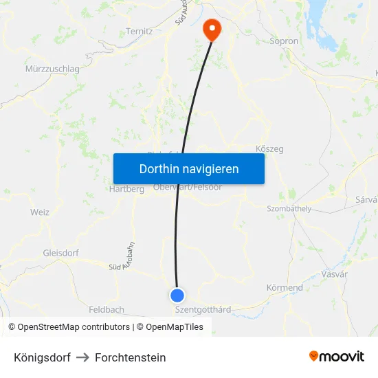 Königsdorf to Forchtenstein map