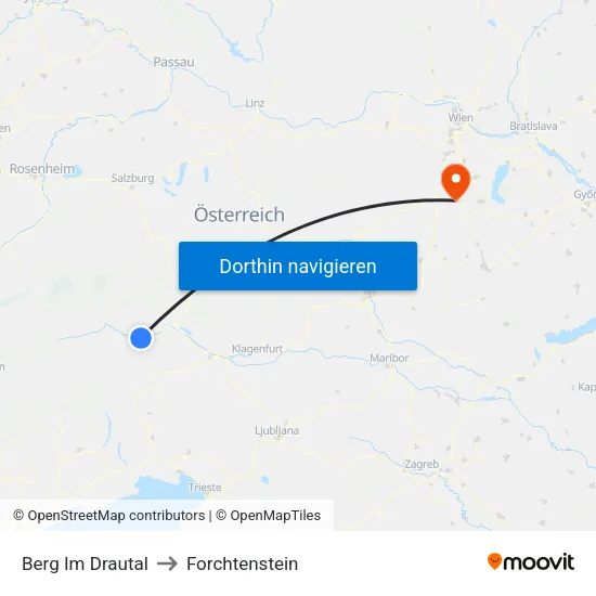 Berg Im Drautal to Forchtenstein map
