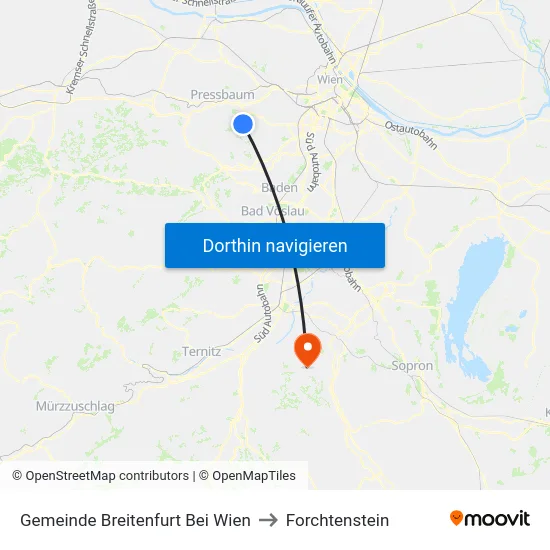 Gemeinde Breitenfurt Bei Wien to Forchtenstein map