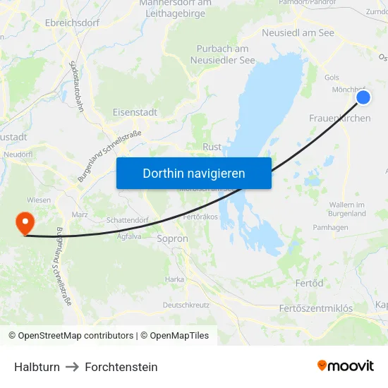 Halbturn to Forchtenstein map