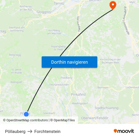 Pöllauberg to Forchtenstein map